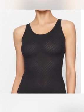 Skims Black Logo Mesh Tank Top size XS